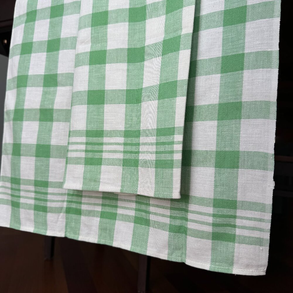 Vintage Cannon Kitchen Towel Dishcloths Green Check Plaid Cotton